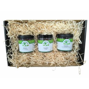 Gave kurv - med 2 x insektsnack med chokolade og 1 x insektsnacks med krydderi 